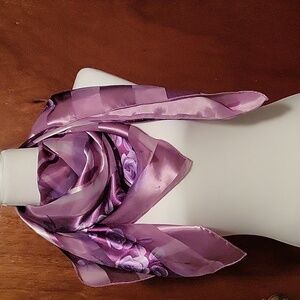 Pre-Loved Pink And Purple Polyester Scarf 38.5 x 38.5